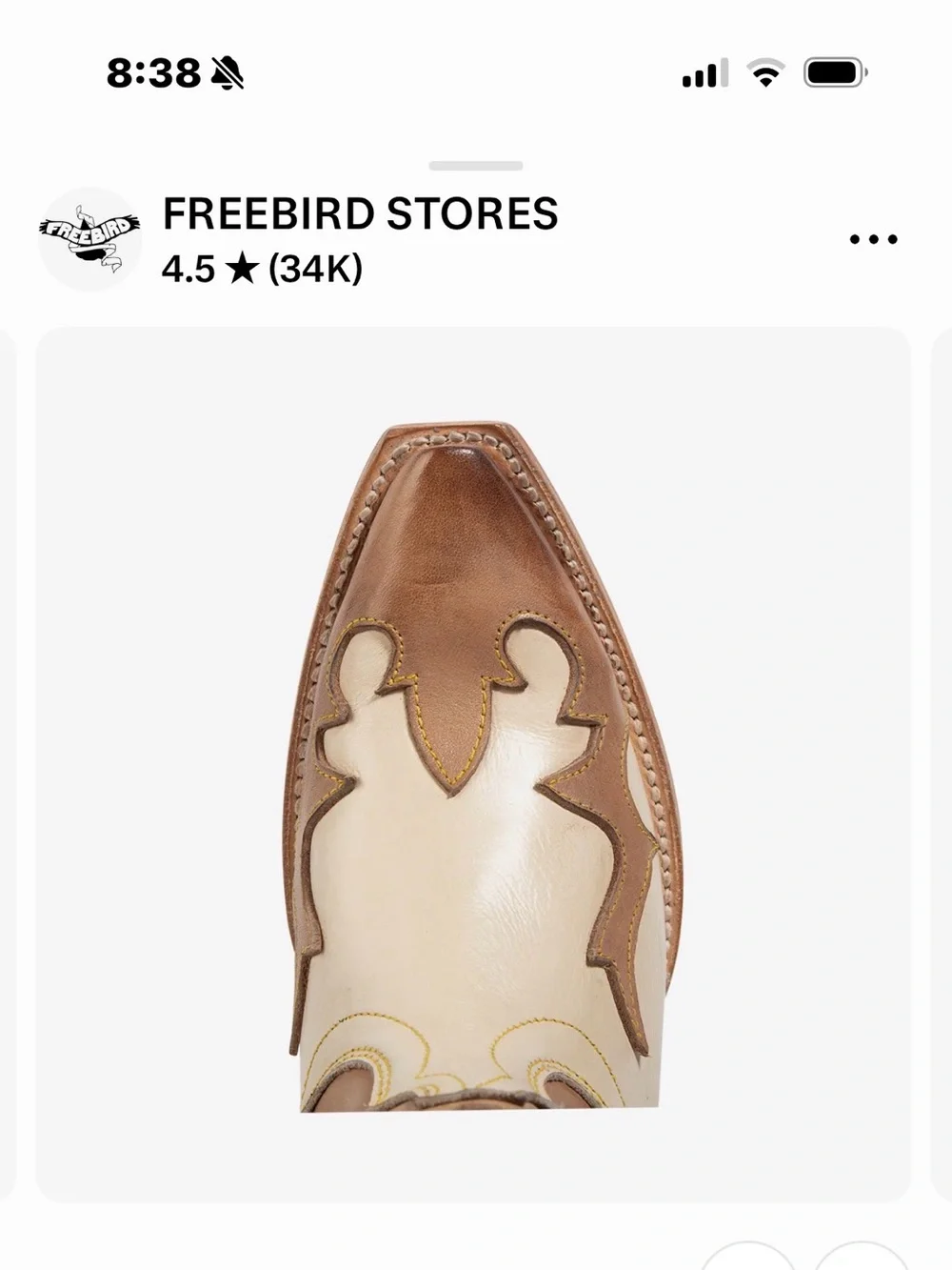 freebird Cream and Tan Western Lace-Up Zip Heeled Boots - Picture 2 of 10
